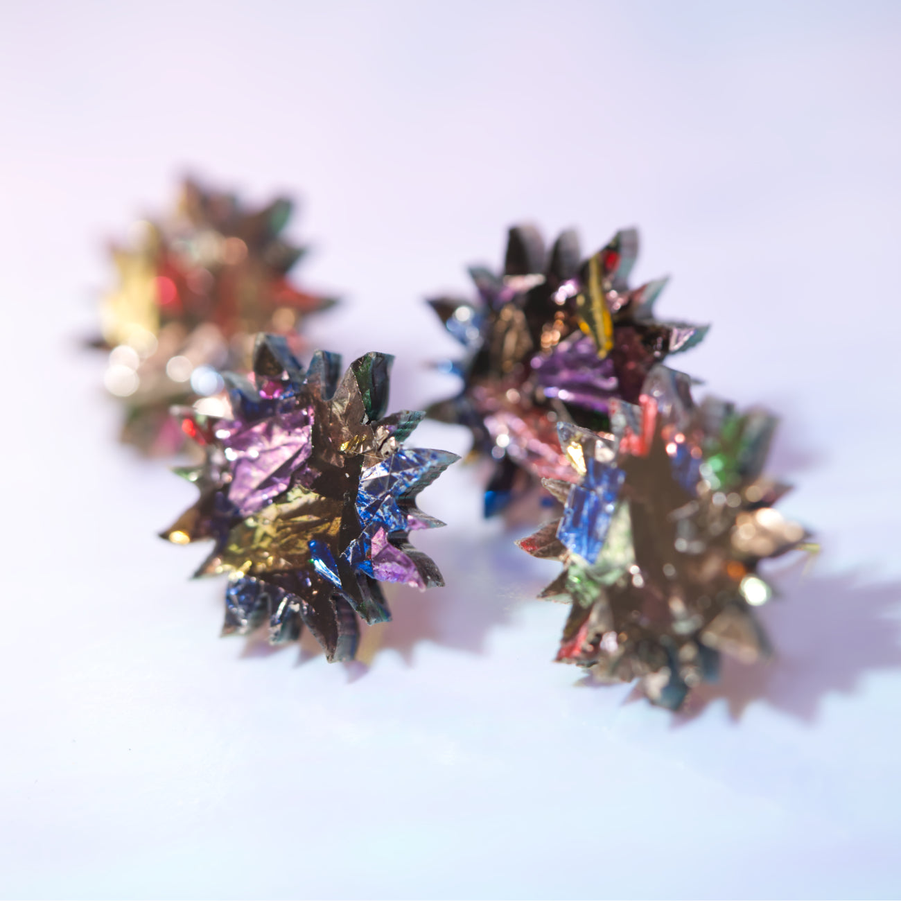Chunky glitter sun-shaped acrylic earrings with gold-plated studs, handmade in Melbourne