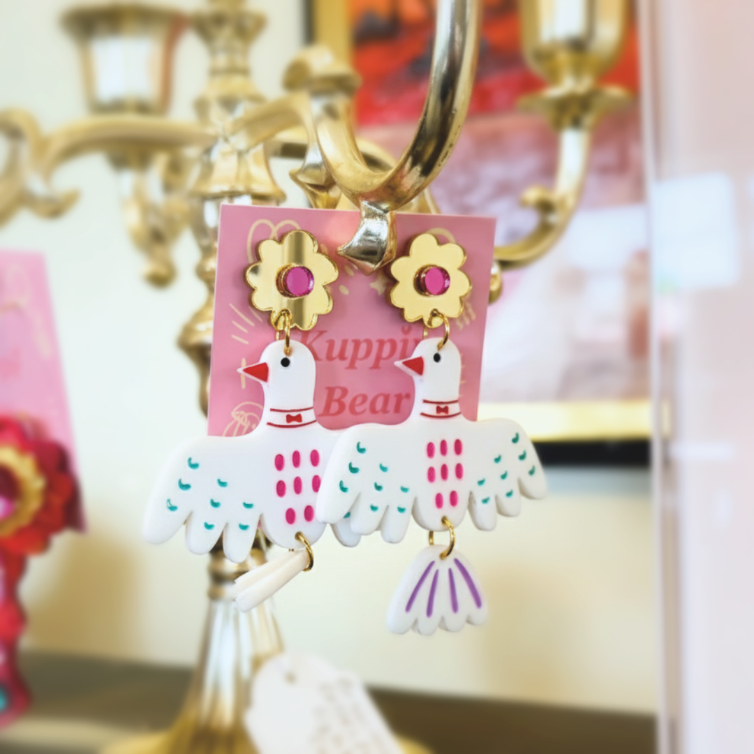 Flapping bird acrylic earrings