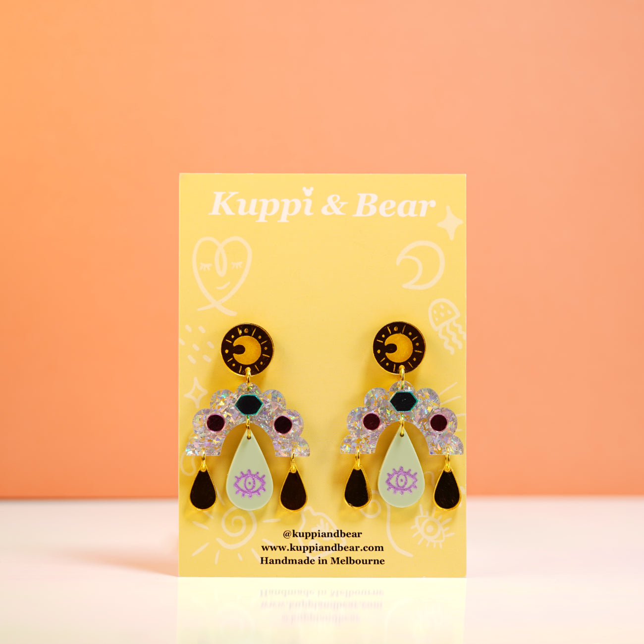 Moon power acrylic drop earrings