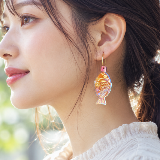 Another view of Japanese Soy Sauce Fish Earrings