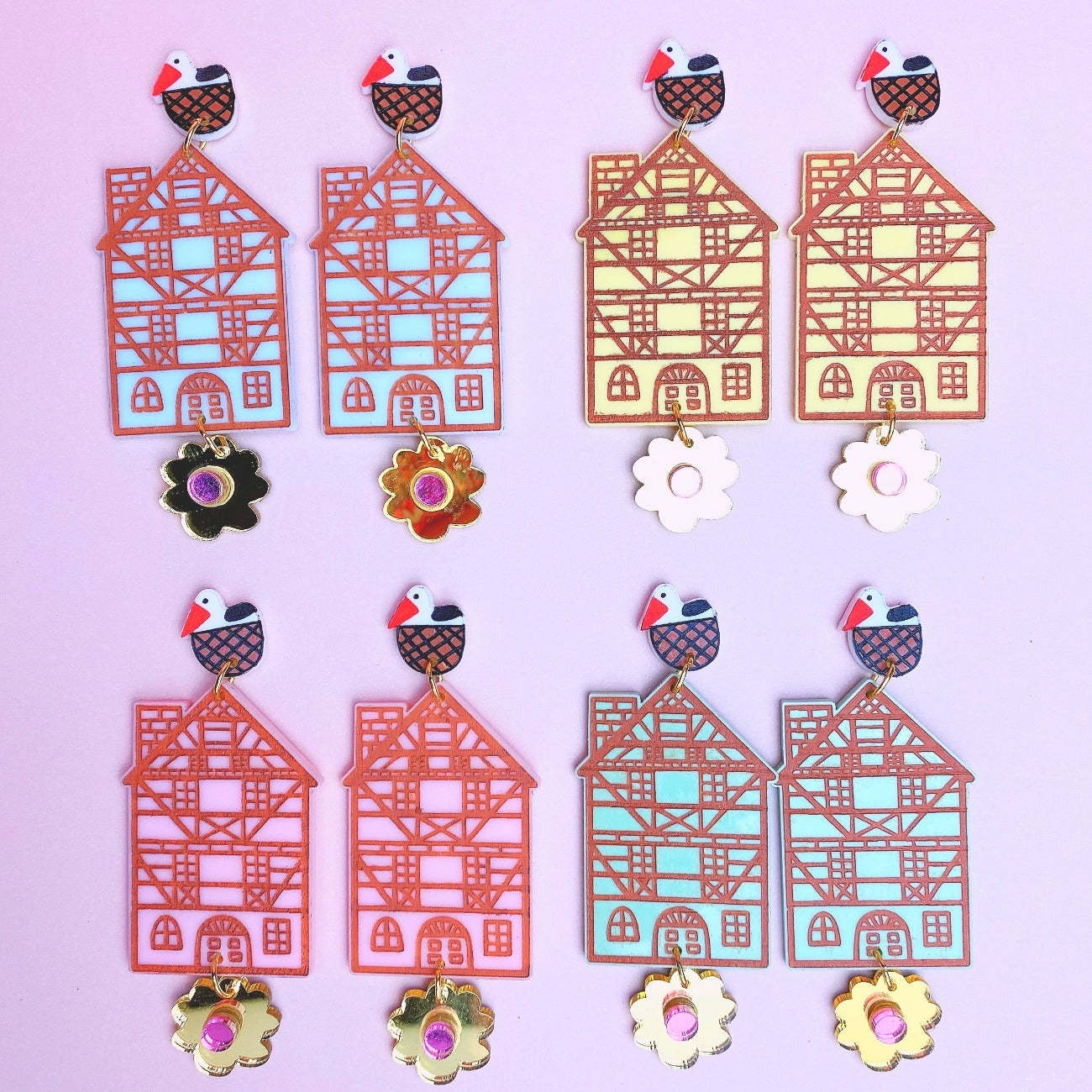 Colmar house earrings Blue - Earrings - Kuppiandbear