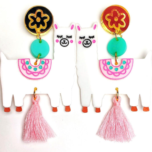 Llama acrylic dangle earrings - Dangle earrings - Kuppiandbear