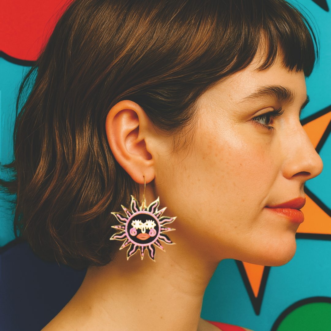 Colourful handmade acrylic earrings by Kuppi & Bear