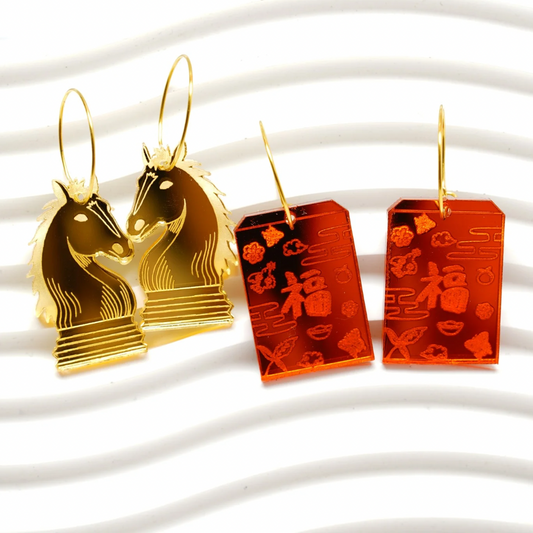 Fortune Red Packet Hoop Earrings