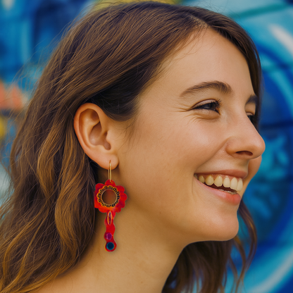 Magical Flower dance earring (Red)