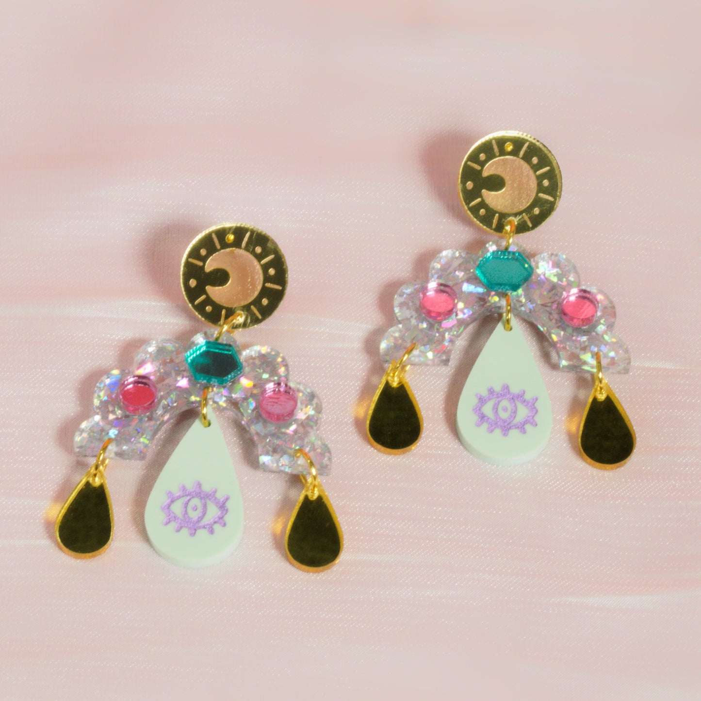 Moon power acrylic drop earrings