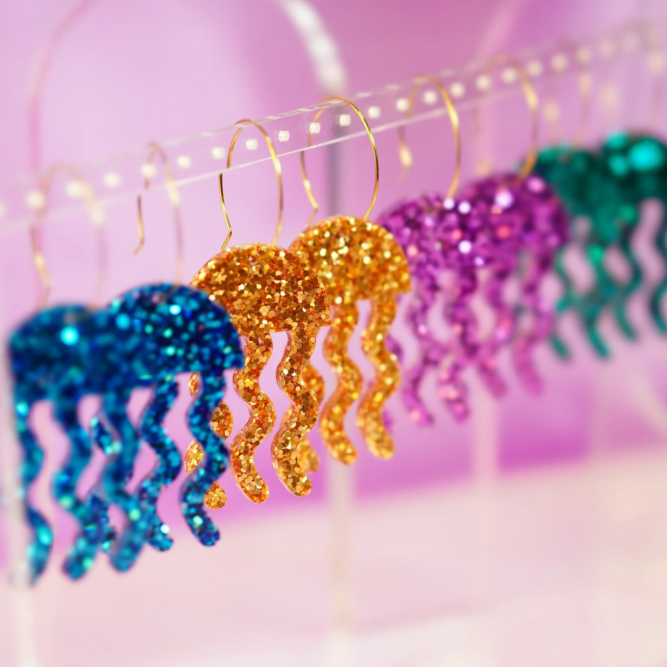 Resin jellyfish earrings Pueple