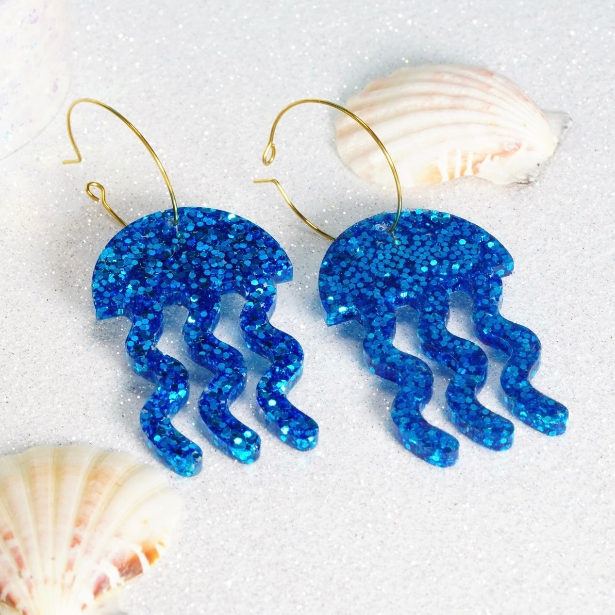 Resin jellyfish earrings Blue