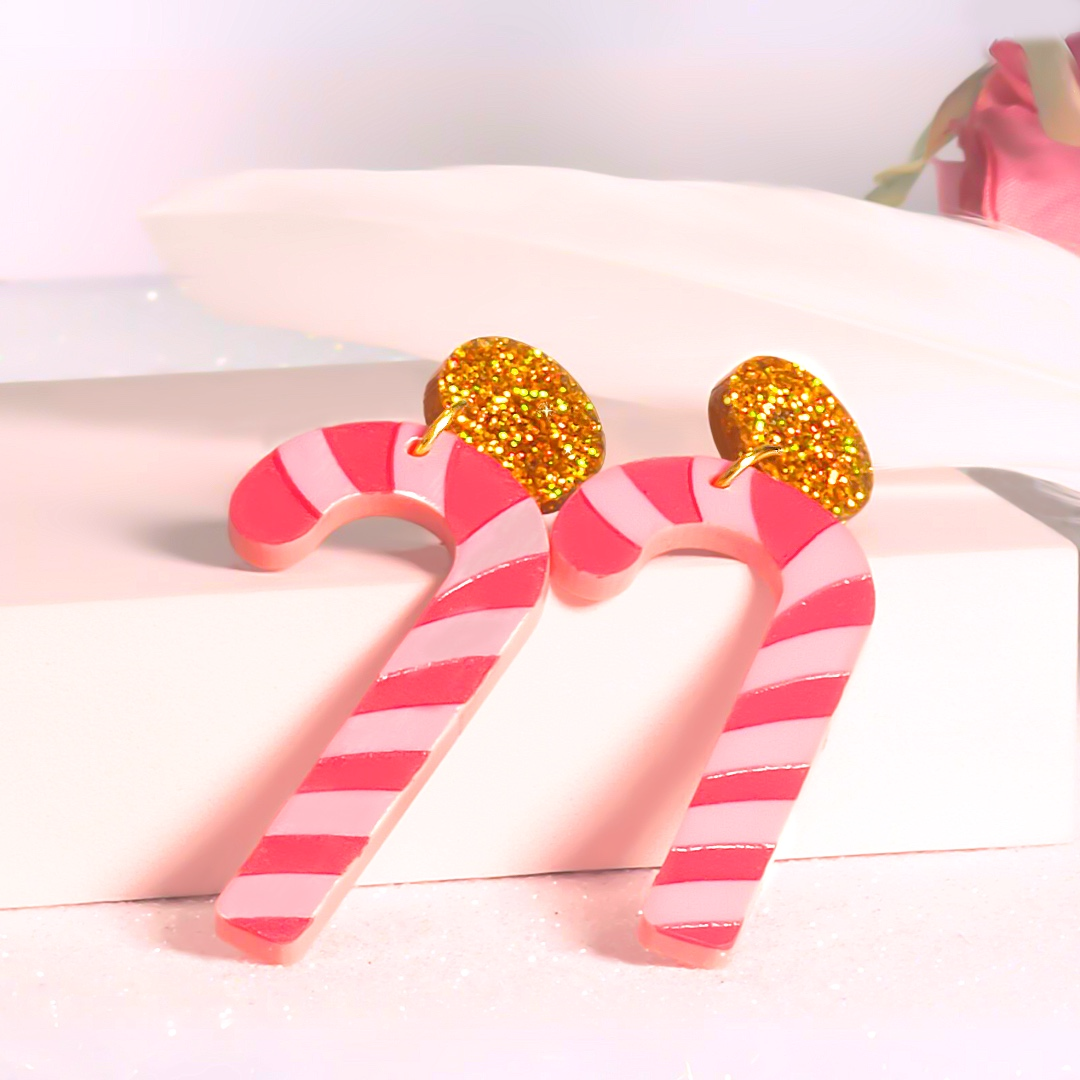 Christmas candy cane acrylic earrings