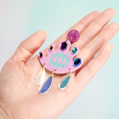 Magical eye gem drop earrings (purple)