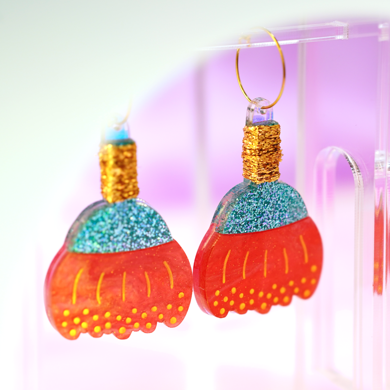 Gumdrop Dangle Acrylic Earrings - Mix for Colour - Kuppi and Bear