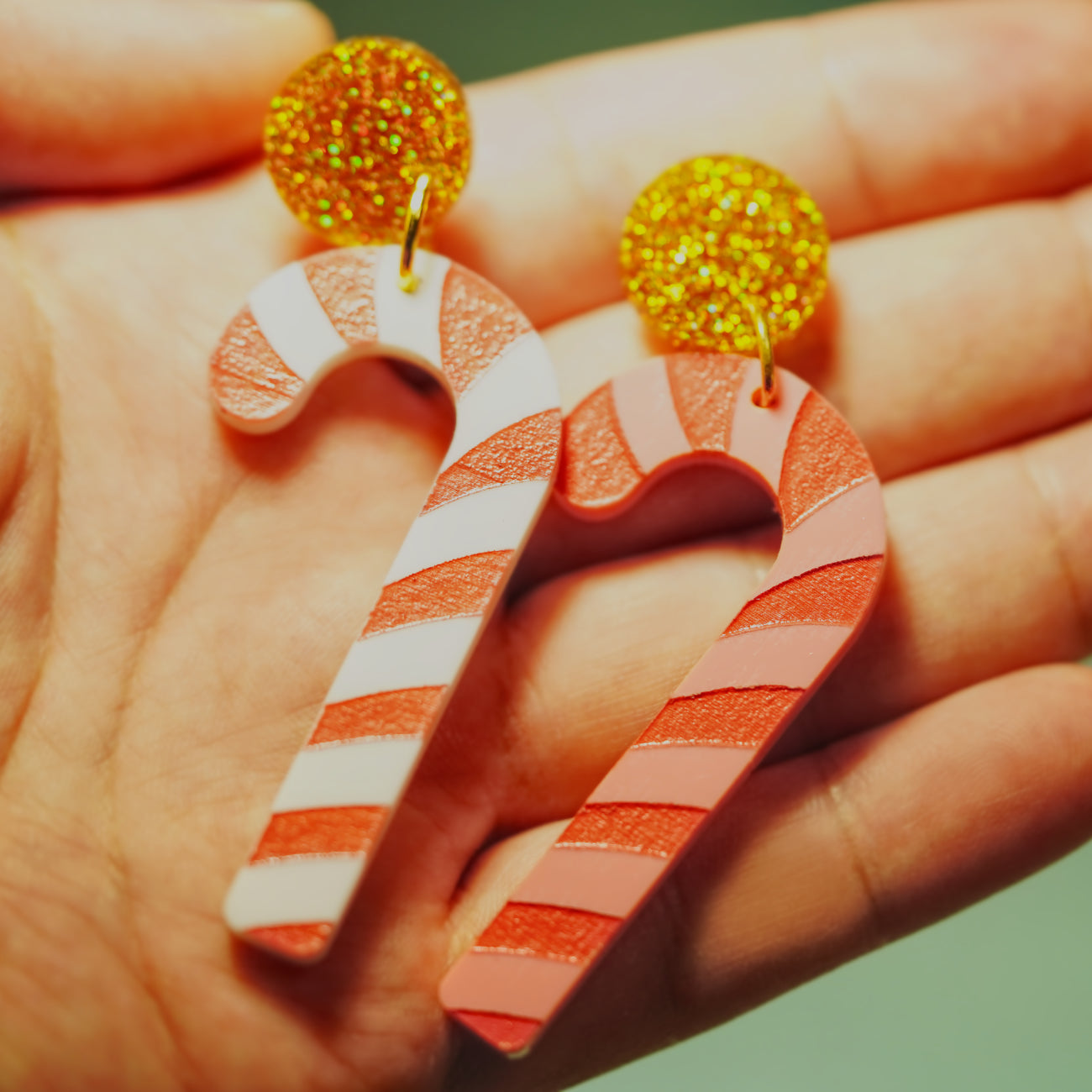 Christmas candy cane acrylic earrings