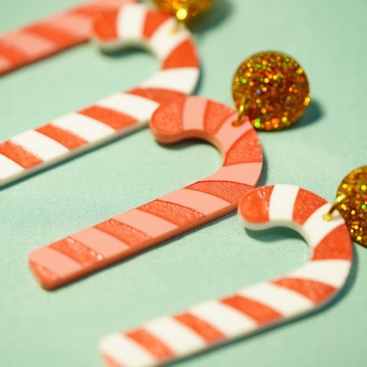 Christmas candy cane acrylic earrings