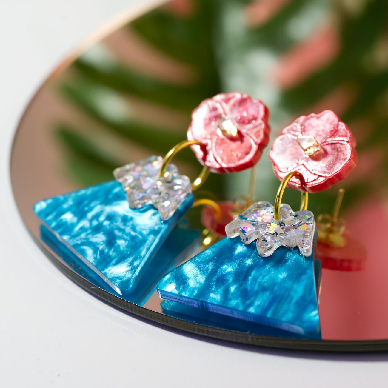 Mt Fuji and camellia earrings
