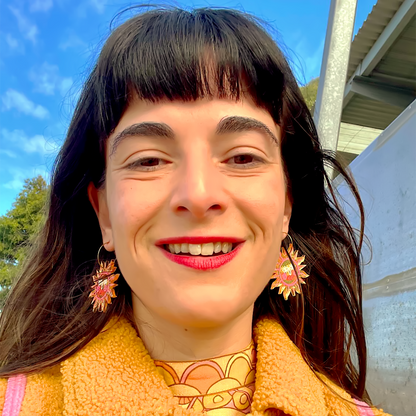 Handcrafted Ancient Sun Mirror Acrylic Earrings, Unique Design, Stainless Steel Hoops, Lightweight and Delicate, 8.8cm x 4.6cm, Care Instructions, Shop Now