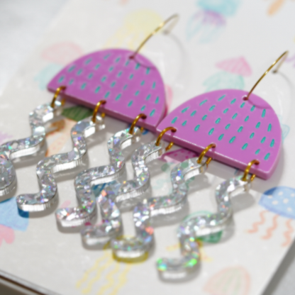 Glitter jellyfish acrylic earrings