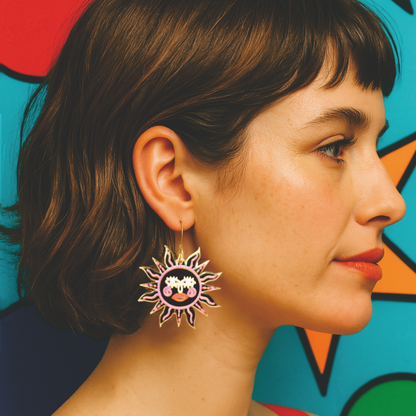 Gold mirror Ancient sun earrings