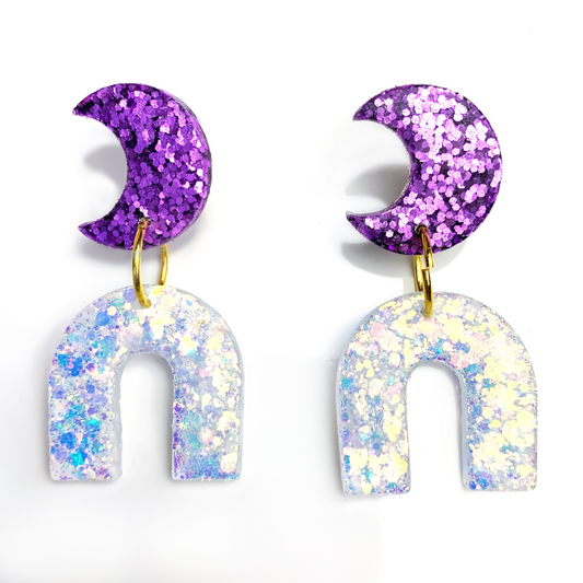 Resin moon magic earrings