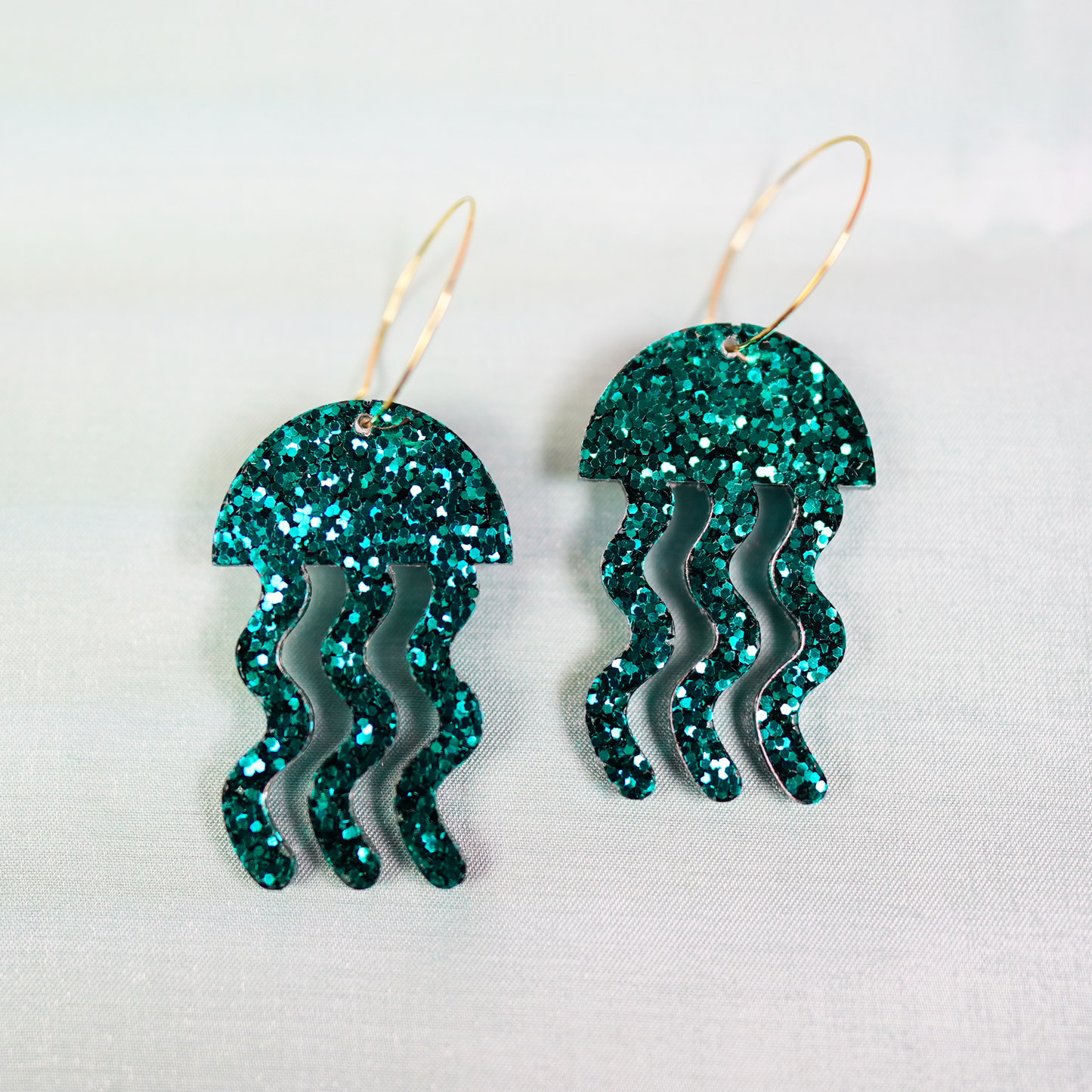 Resin jellyfish earrings Green