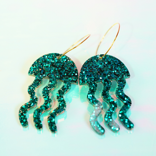 Resin jellyfish earrings Green