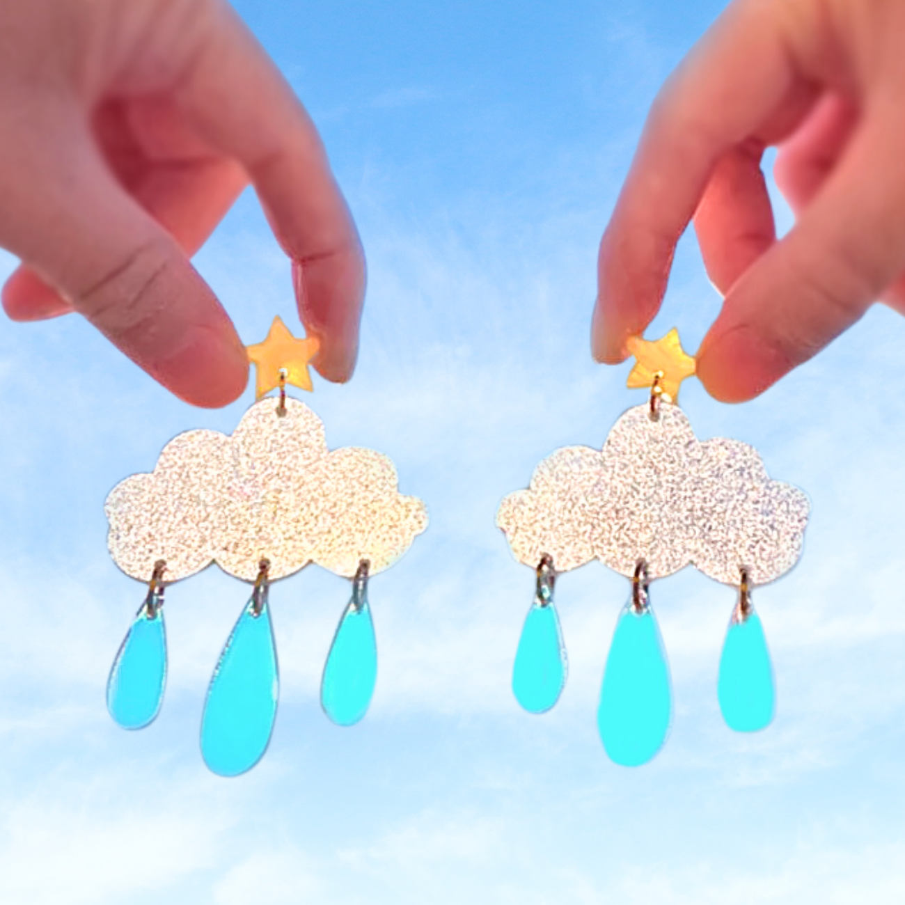 Starry cloud raindrop earrings