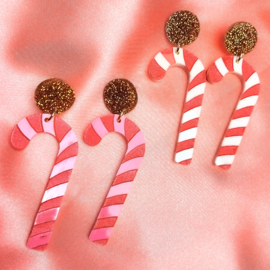 Christmas candy cane acrylic earrings