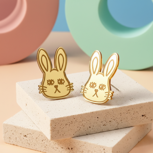 Bunny mirror acrylic stud earrings