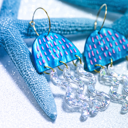 Electric Blue jellyfish earrings
