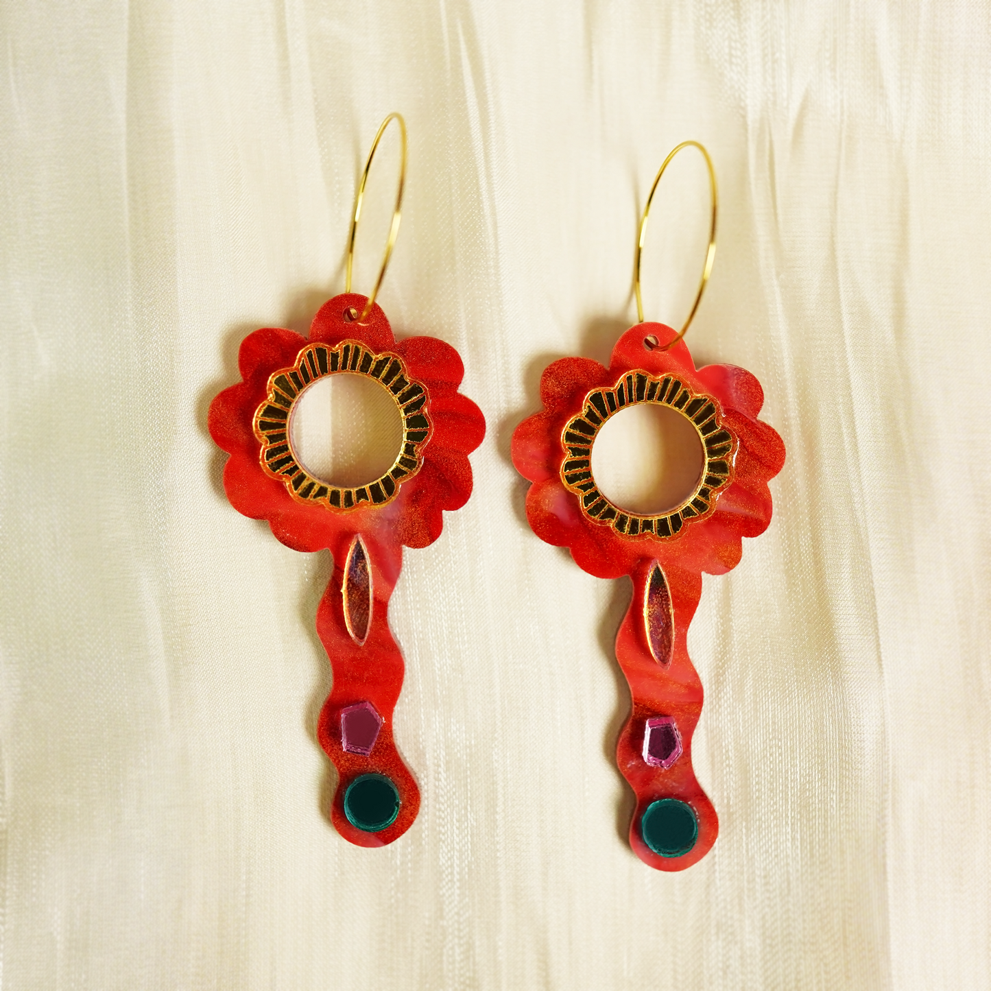 Magical Flower dance earring (Red)