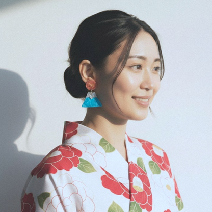 Mt Fuji and camellia earrings