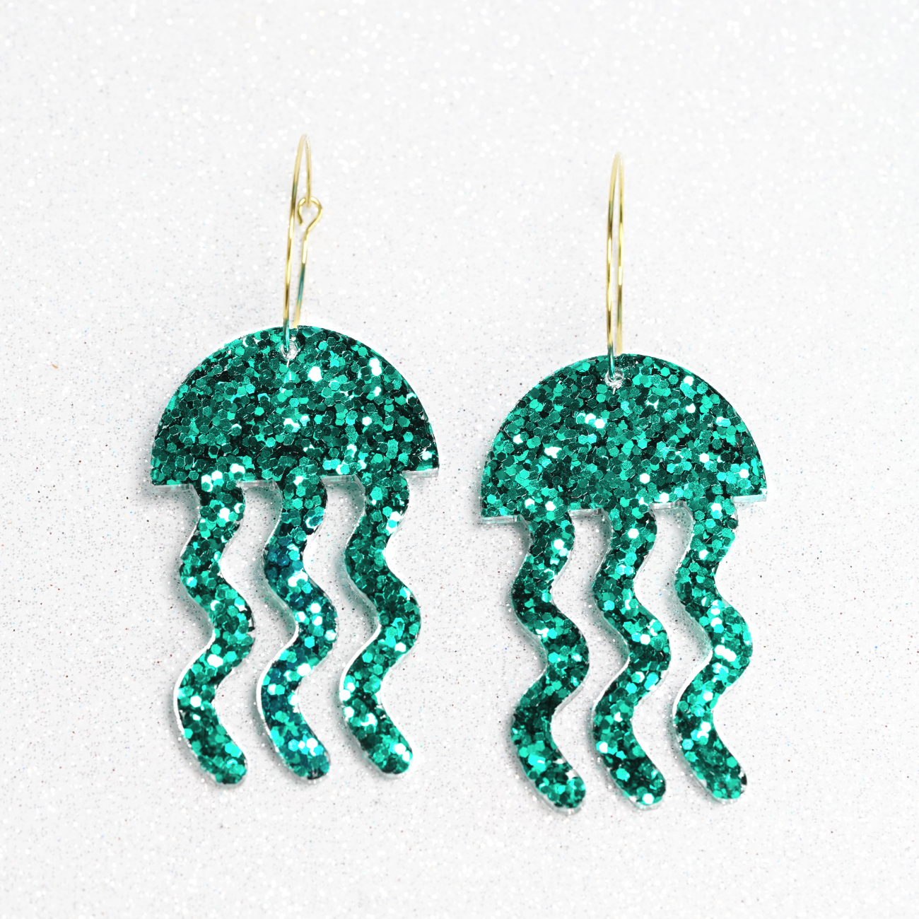 Resin jellyfish earrings Green