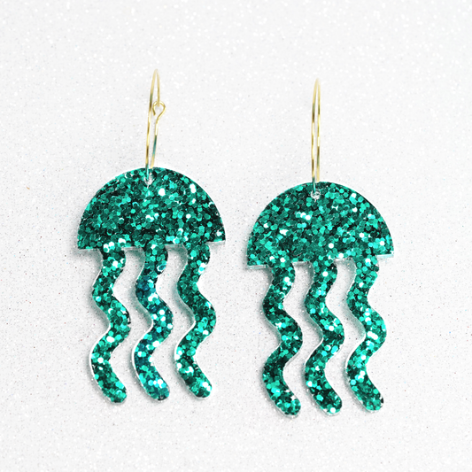 Resin jellyfish earrings Green