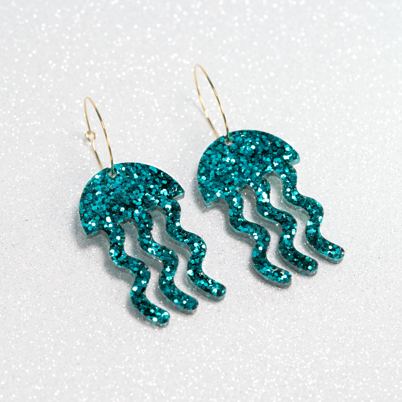 Resin jellyfish earrings Green