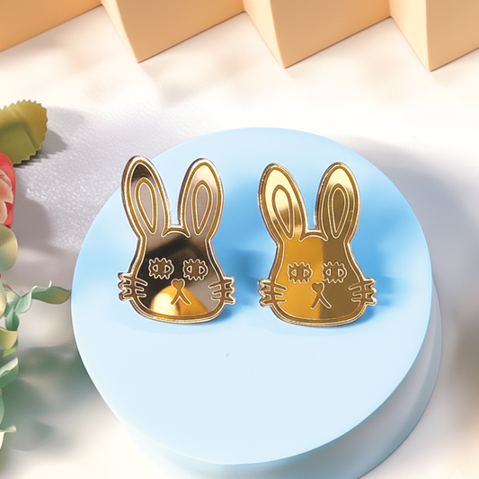 Bunny mirror acrylic stud earrings
