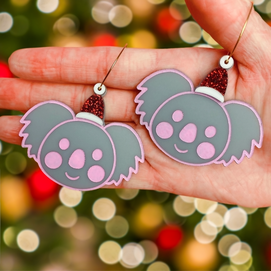 Christmas koala acrylic earrings