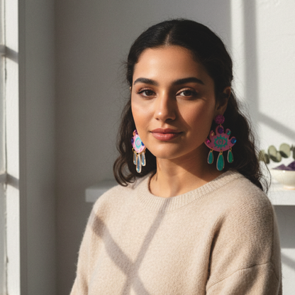 Magical eye gem drop earrings (purple)