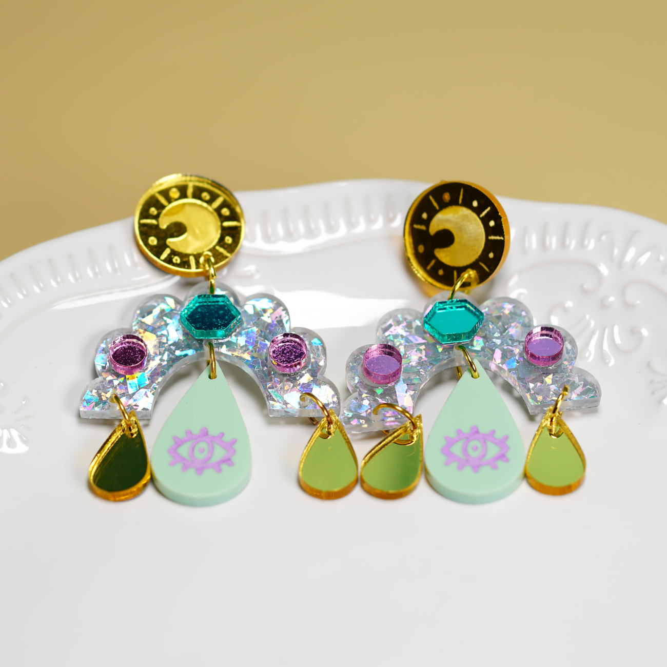 Moon power acrylic drop earrings