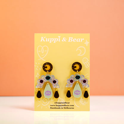 Moon power acrylic drop earrings