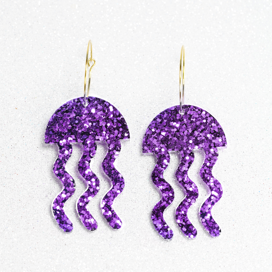Resin jellyfish earrings Pueple