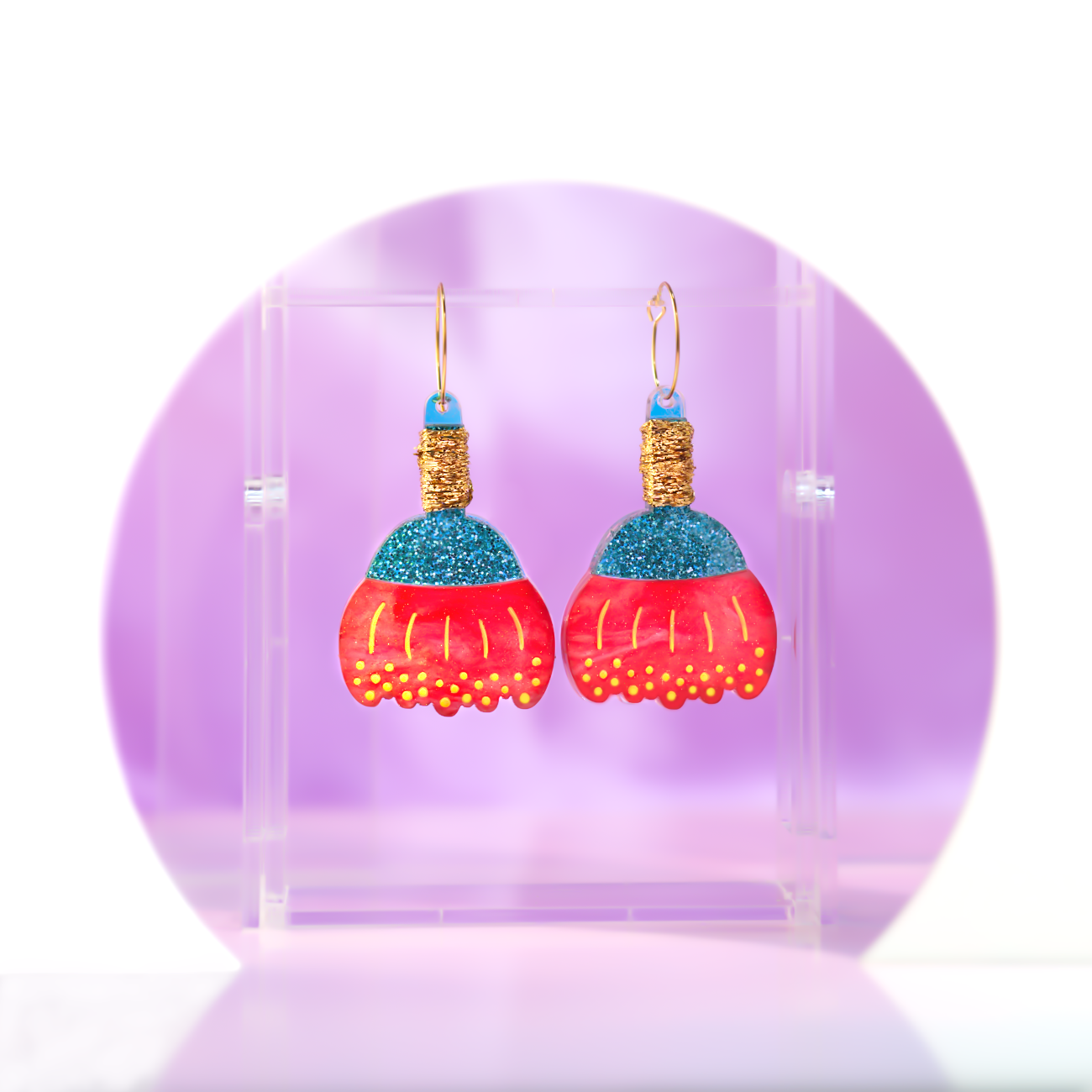 Gumdrop Dangle Acrylic Earrings-  Kuppi and Bear