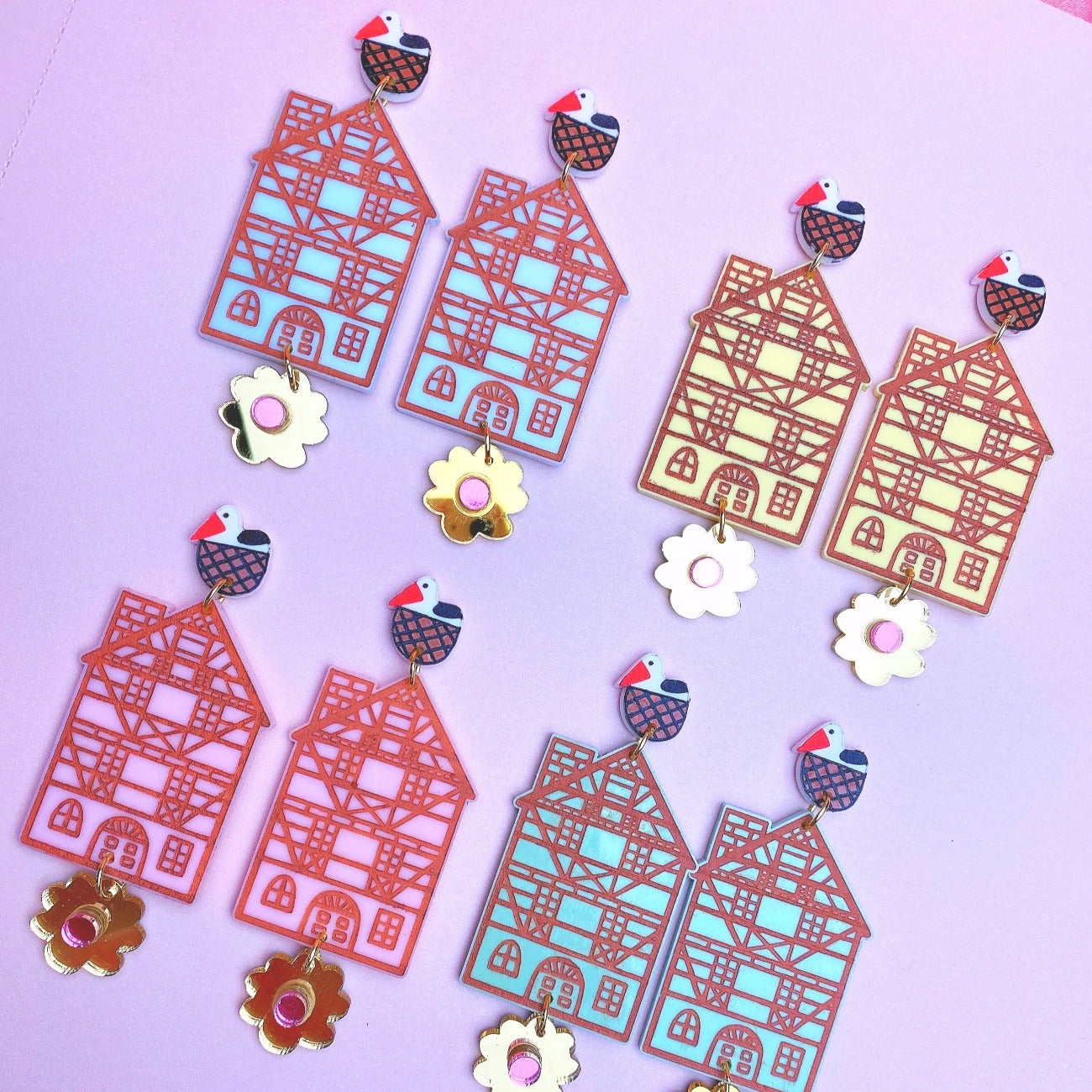 Colmar house earrings Pink -  Earrings - Kuppiandbear