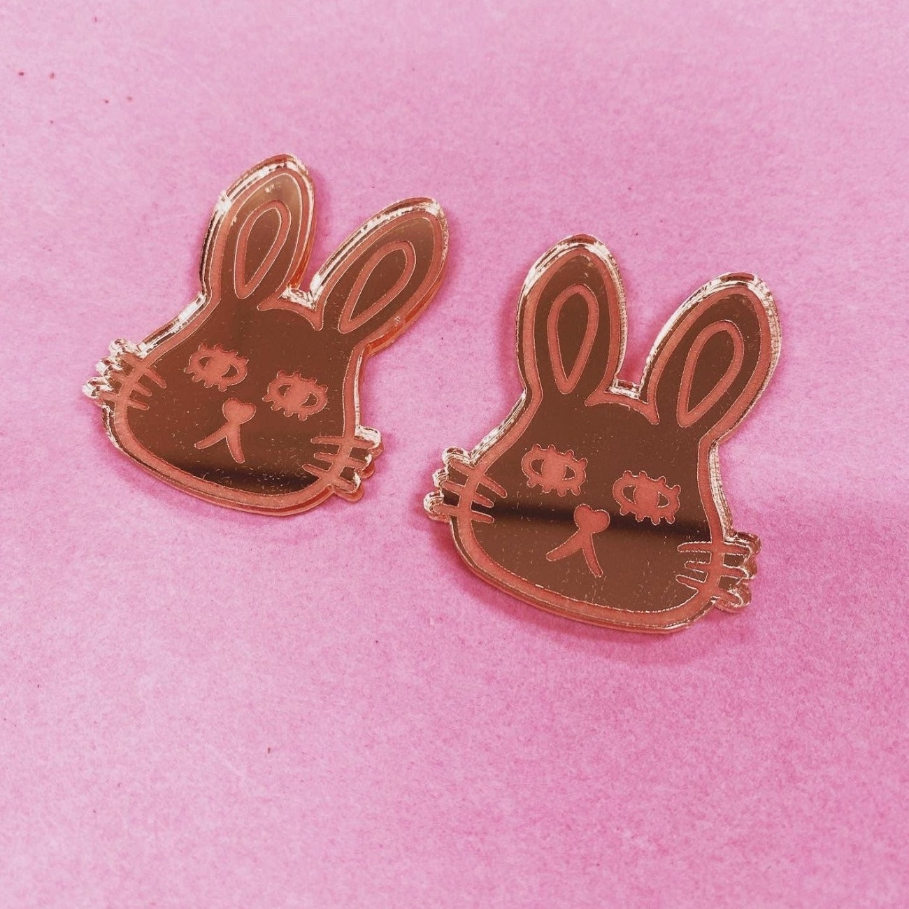 Bunny Mirror Acrylic Stud Earrings - Earrings - Kuppiandbear