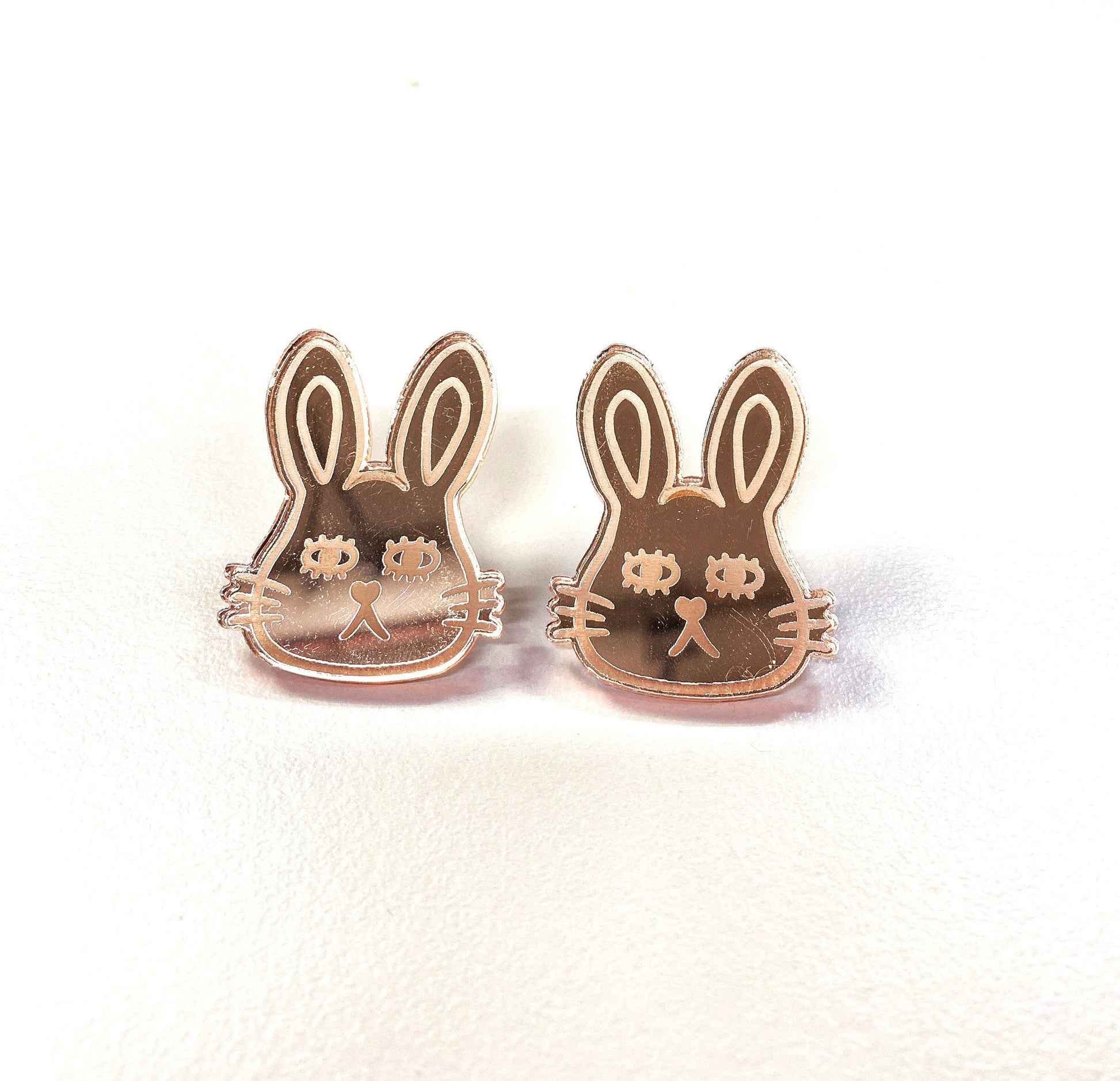 Bunny Mirror Acrylic Stud Earrings - Earrings - Kuppiandbear