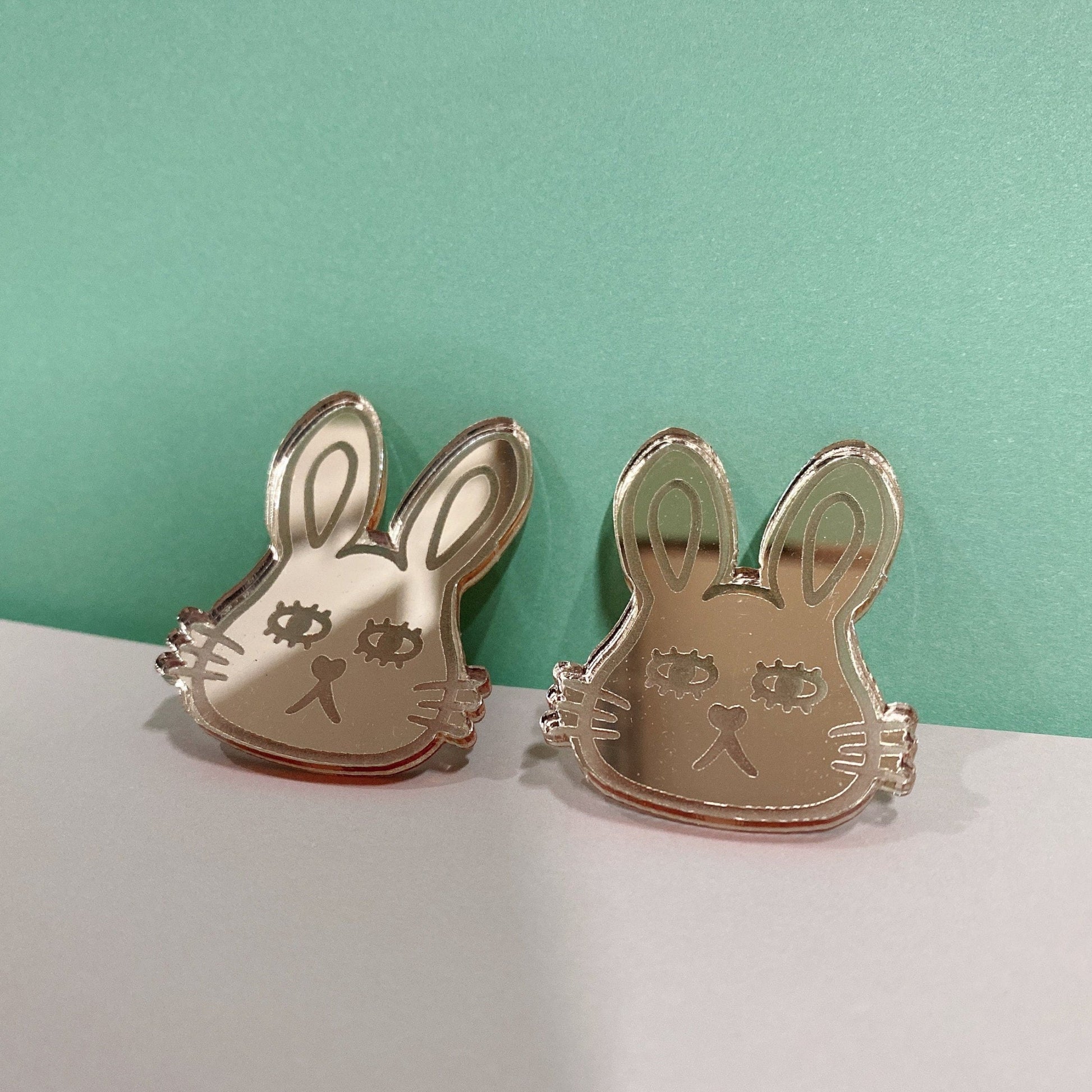 Bunny Mirror Acrylic Stud Earrings - Earrings - Kuppiandbear