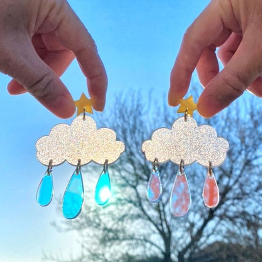 Starry cloud raindrop earrings