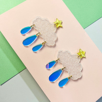 Starry cloud raindrop earrings