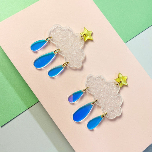 Starry cloud raindrop earrings